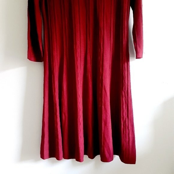 Dana Buchman Viva Wine Red A-Line Silhouette Flowy 3/4 Sleeve Midi Dress Med NWT - Picture 6 of 15